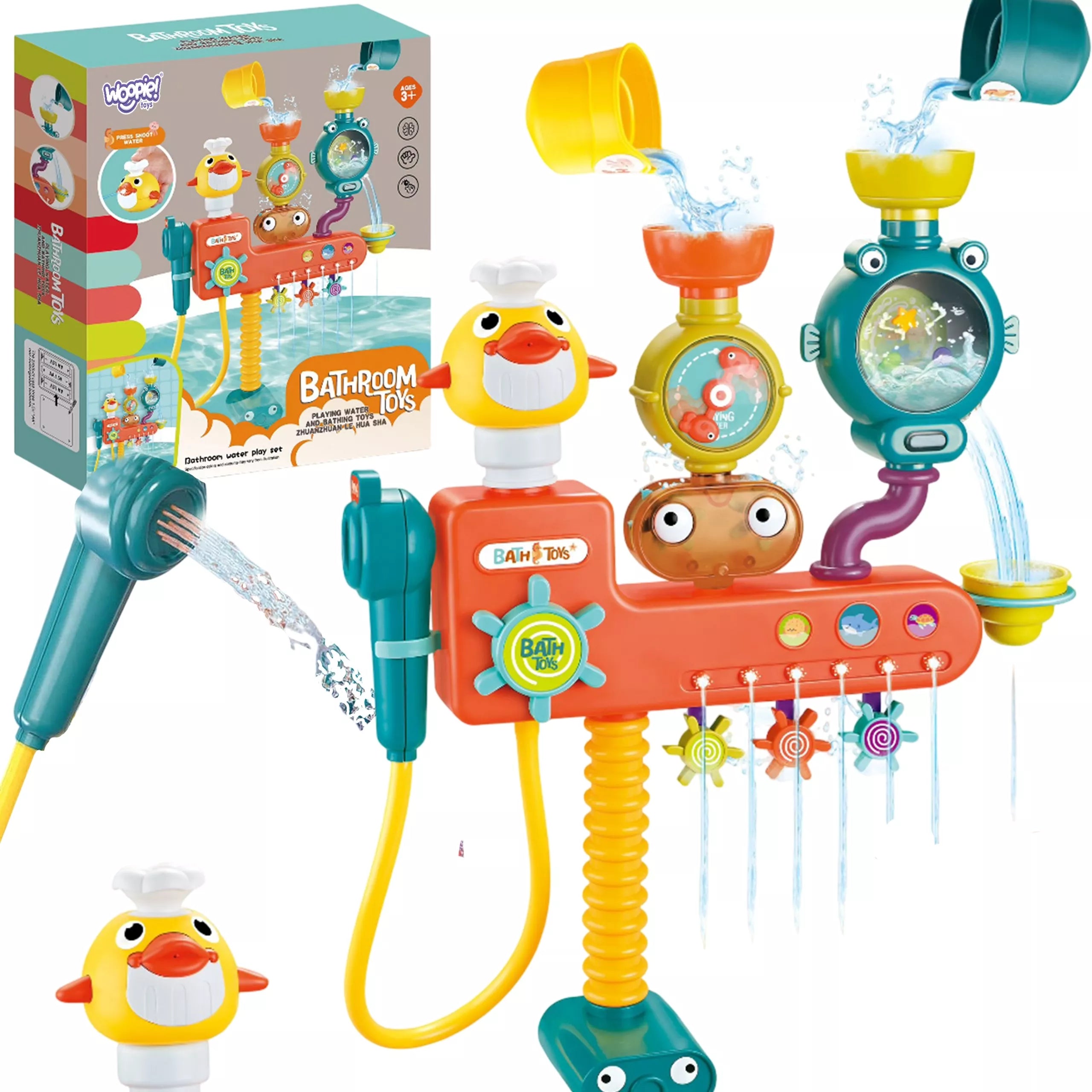 WOOPIE BABY vonios žaislas, maišytuvas, dušo fontanas, perpildymo antis